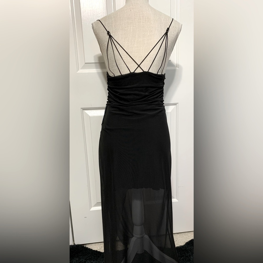 Y2k Mesh Strappy Midi Wrap Over Mini Whimsigoth Dainty Dress - M Fits Like 6
